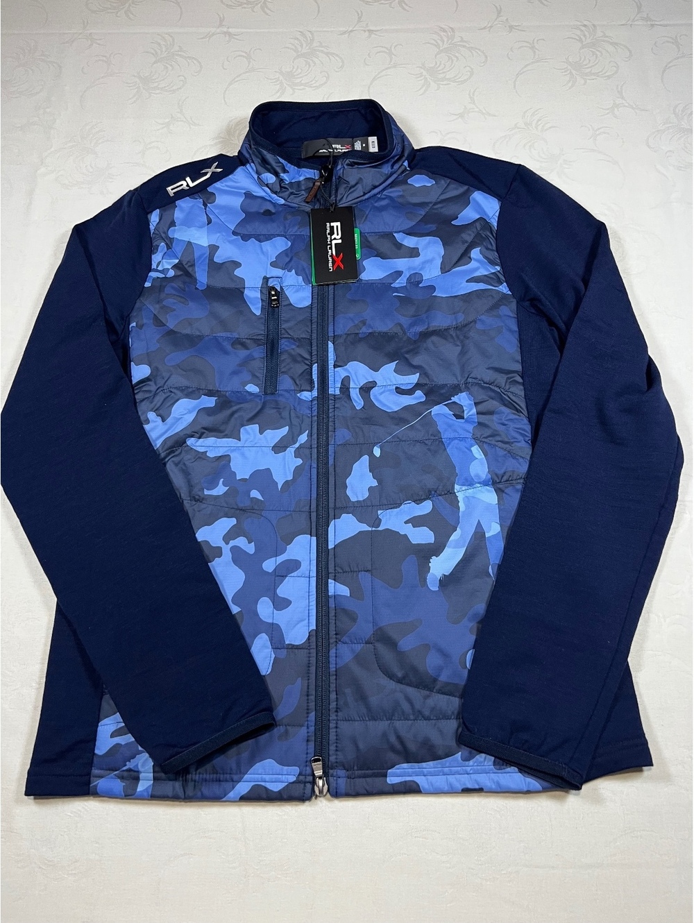 NEW $268 Ralph Lauren RLX Performance Quilted Golf Jacket Navy Blue Camo Medium